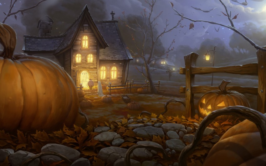 Halloween Garden HD Background Wallpaper