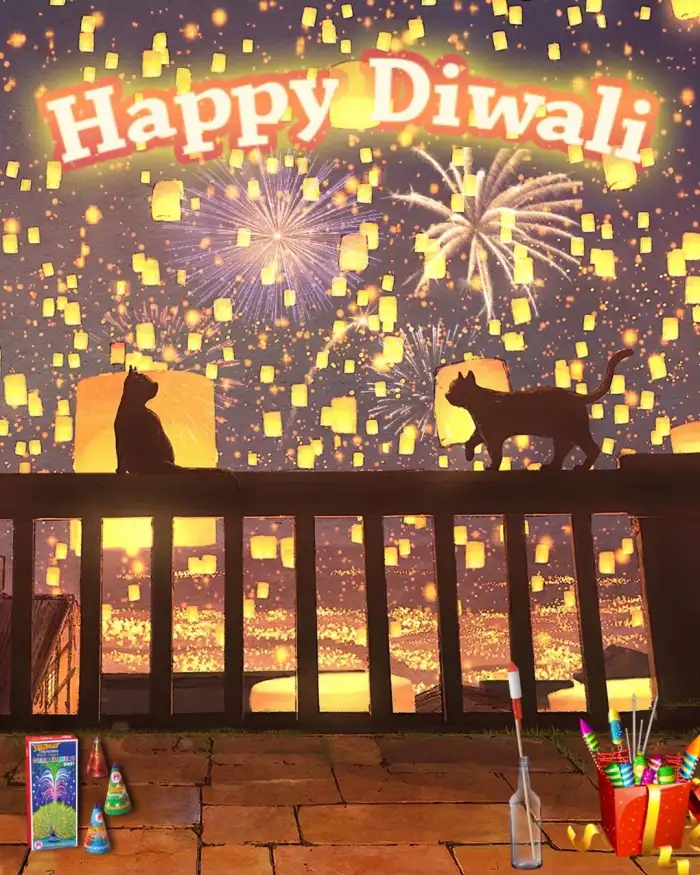 Happy Diwali Editing With Sky Lantern HD Background