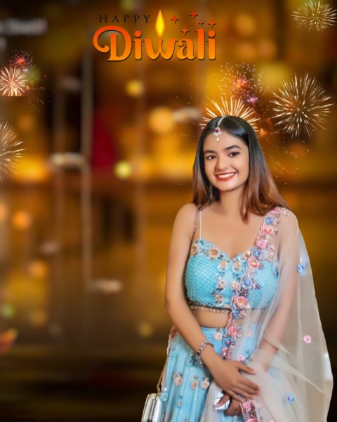Happy Diwali Photo Editing Background  With Girl