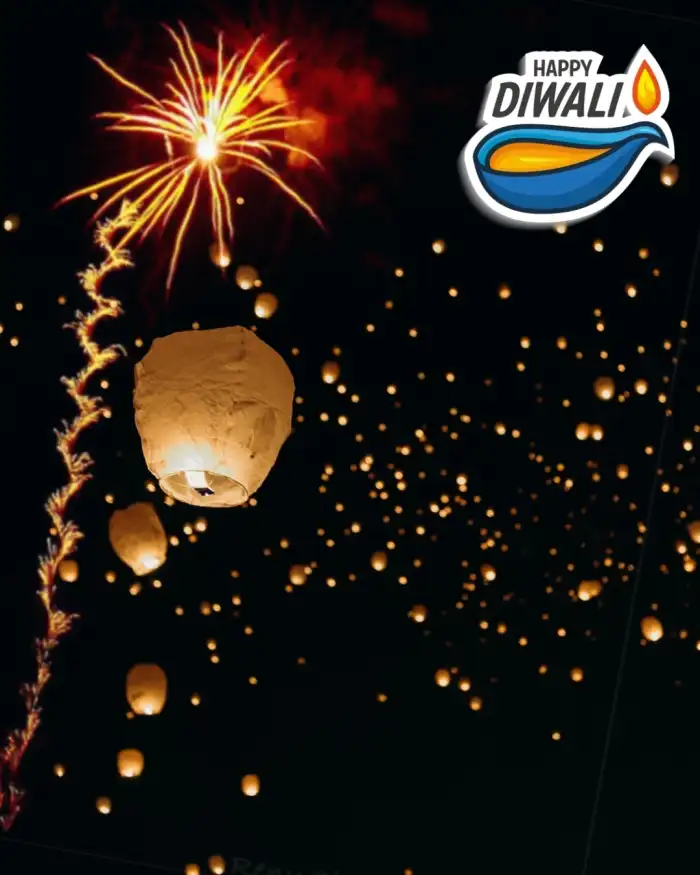 Happy Diwali Sky Lantern Editing HD Background