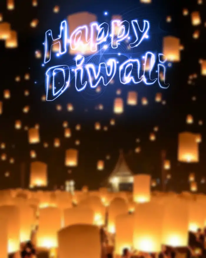 Happy Diwali Sky Lantern Full HD Background