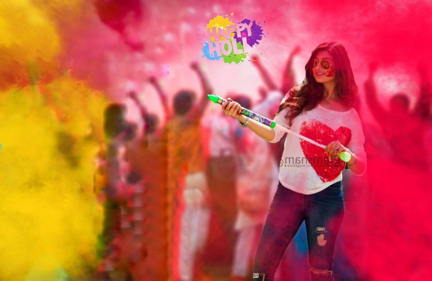 Happy Holi Photo Editing Background With Girls