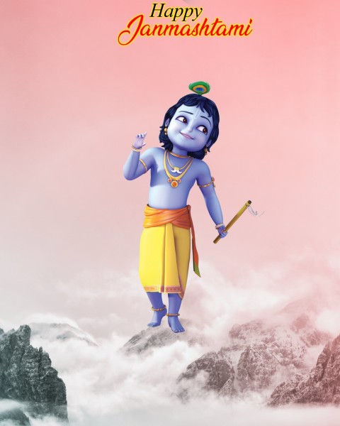 Happy Krishna Janmashtami Photo Editing Background