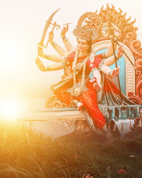 Happy Navratri Durga Puja Photo Editing Background