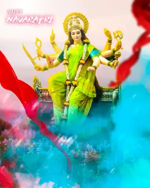 Happy Navratri Maa Durga Statue Background HD Download