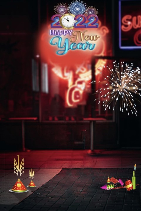 Happy New Year 2022 Night CB PicsArt Editing Background