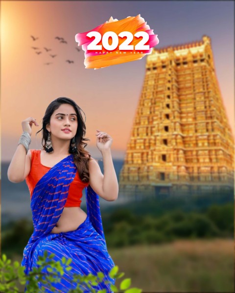 Happy New Year 2022 Saree Girl CB PicsArt Editing Background