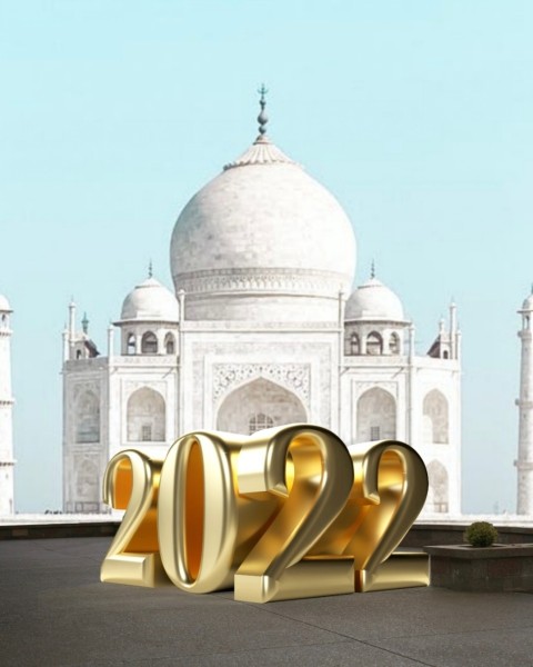 Happy New Year 2022 Tajmahal CB PicsArt Background