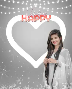 Happy Valentine Day Editing Background With Cute Girl