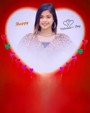 Happy Valentine Day Heart Girl Editing Background