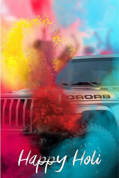 Holi Editing CB PIcsArt Background With Jeep