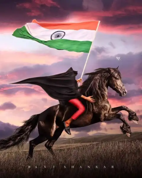 Independence Day Running Horse With Tiranga CB Editing Background
