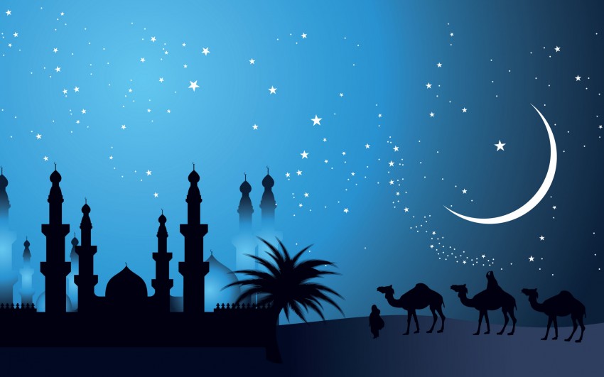 Islamic Mosue Night PowerPoint PPT Background