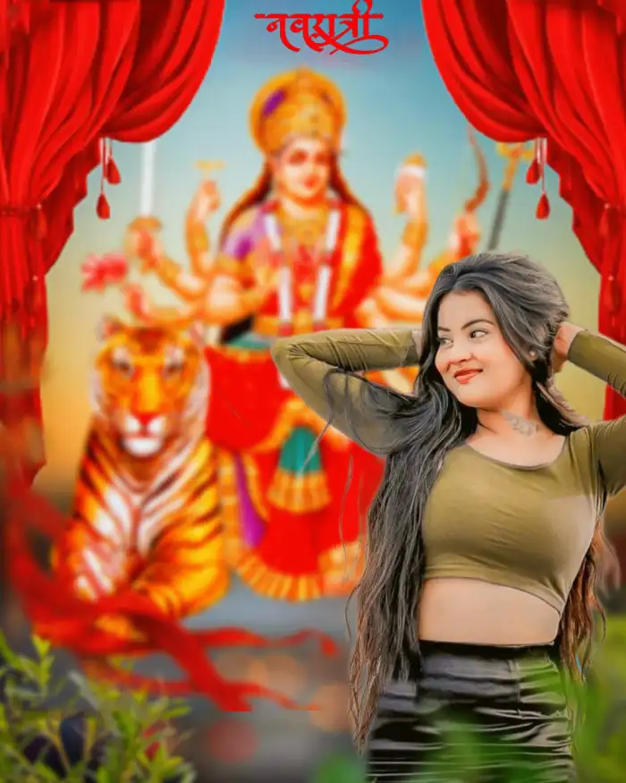 Maa Durga Navratri Editing With Girl Background HD Images