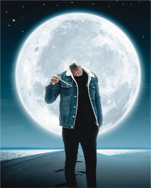 Moon Photography Body Without Face Editing Background