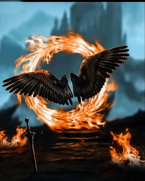 Picsart Black Fire Wings Background Full HD Download