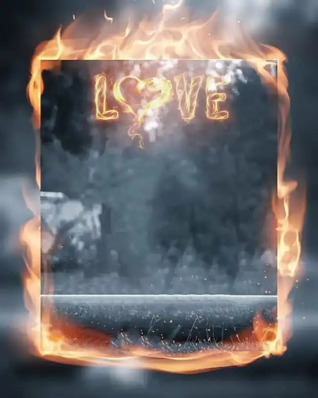 Picsart Love Fire Frame Background HD Download