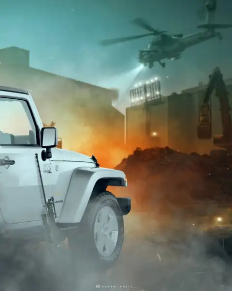Picsart White Jeep Poster CB Background Full HD Download