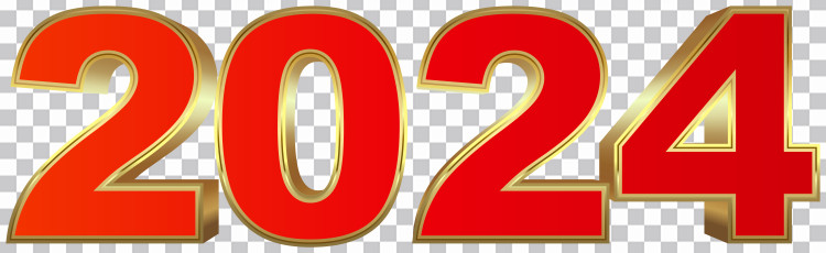 🔥 Red Gold 2024 3D Number Clipart PNG | CBEditz