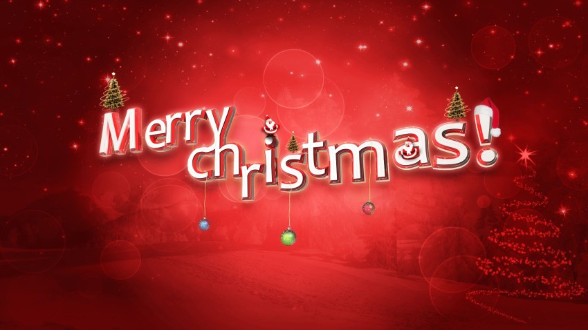 Red Merry Christmas Full HD Background Wallpaper