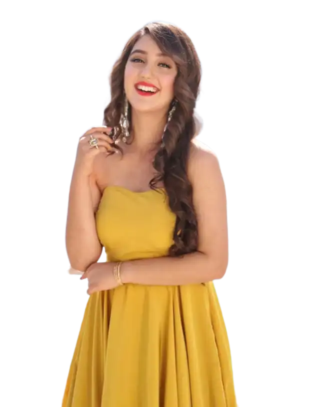 Similing Girl In Yellow Dress PNG Images Download