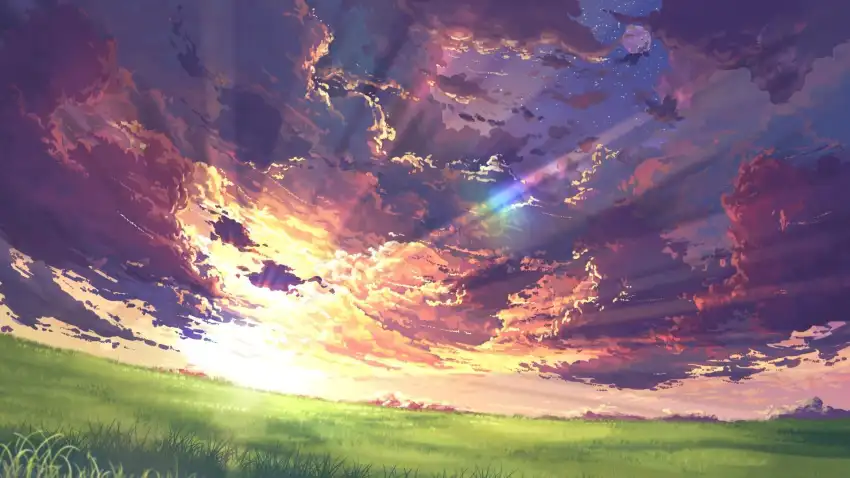 Download Gloomy Sunset Clouds Aesthetic Anime Background  Wallpaperscom