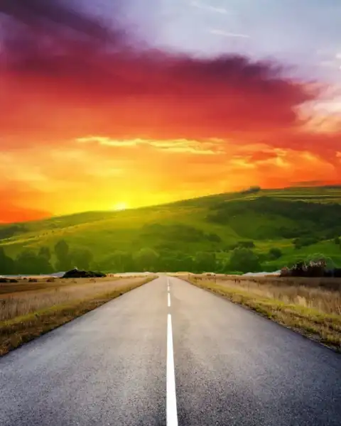 Sunset Sky Road Photo Editing Background Download