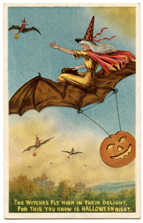 Vintage Halloween Images Witch Pumpkins Ghosts Moons Stars on Teal Fabric  BTHY  eBay
