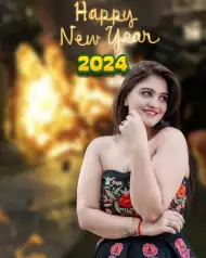 Cover Photo of Happy New Year 2024 Girl  Background